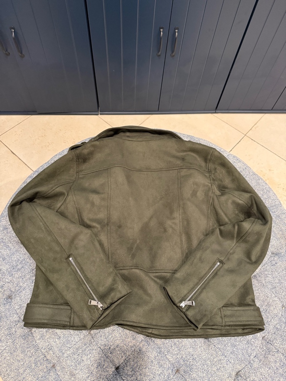 LOFT Olive Vegan Suede Moto Jacket XL NWOT - Picture 5 of 6